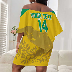 Personalized Gabon Football Off Shoulder Short Dress Allez Les Pantheres