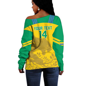 Personalized Gabon Football Off Shoulder Sweater Allez Les Pantheres