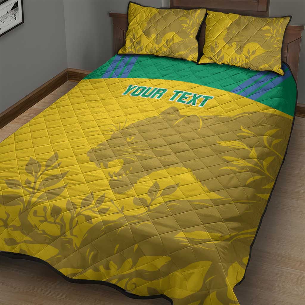 Personalized Gabon Football Quilt Bed Set Allez Les Pantheres