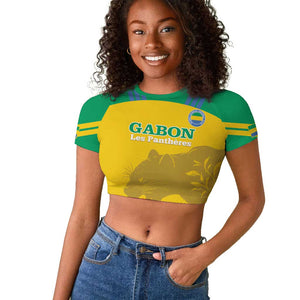 Personalized Gabon Football Raglan Cropped T shirt Allez Les Pantheres