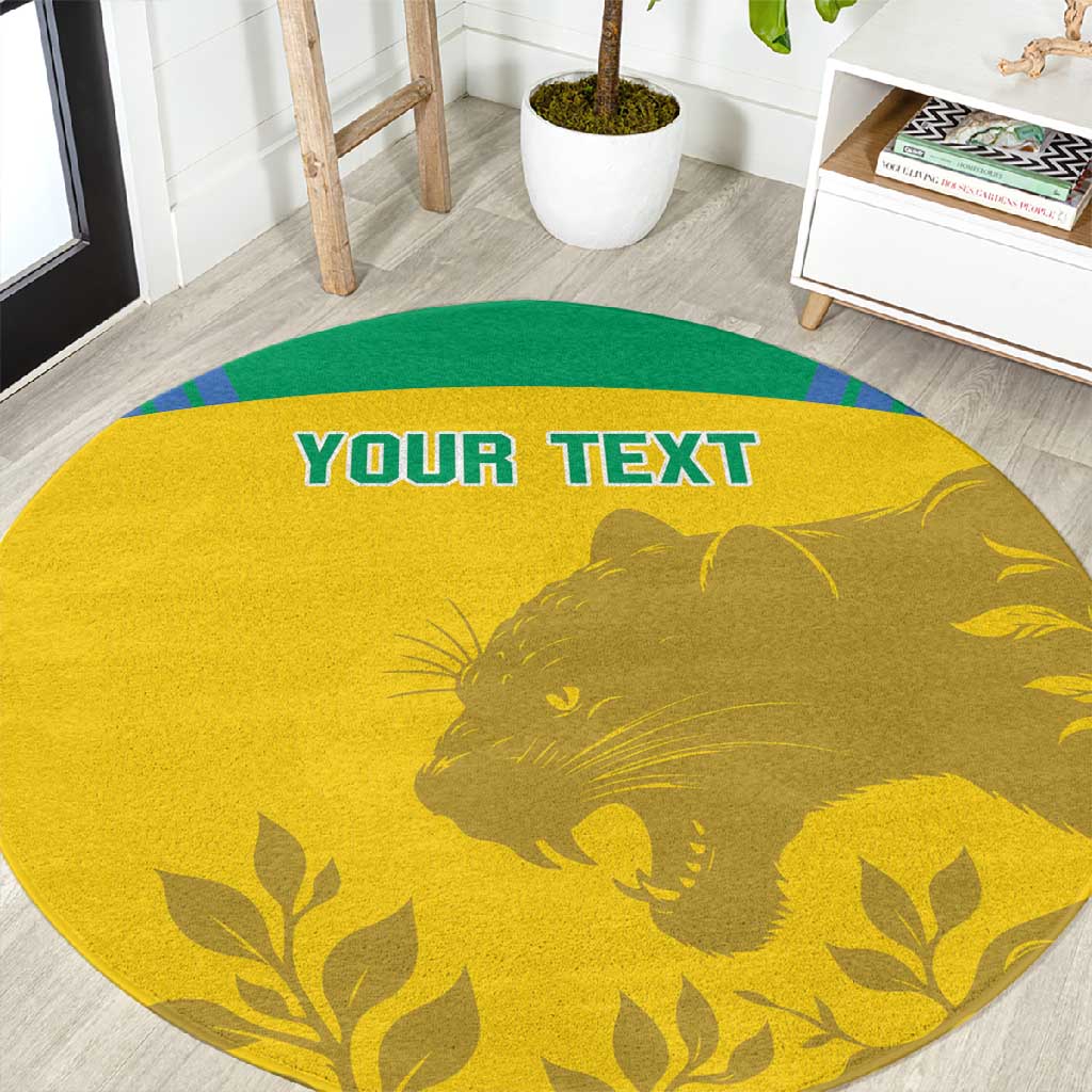 Personalized Gabon Football Round Carpet Allez Les Pantheres