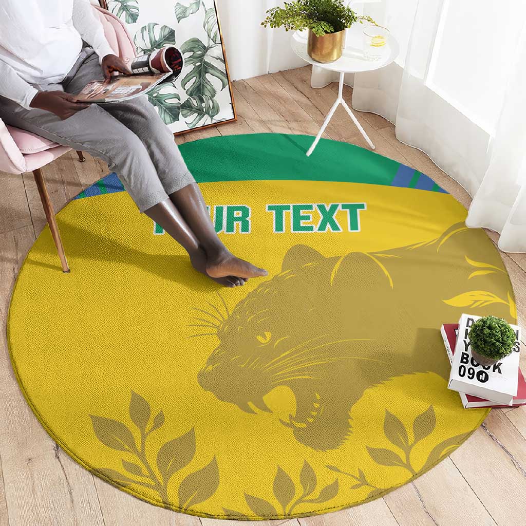 Personalized Gabon Football Round Carpet Allez Les Pantheres