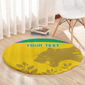 Personalized Gabon Football Round Carpet Allez Les Pantheres