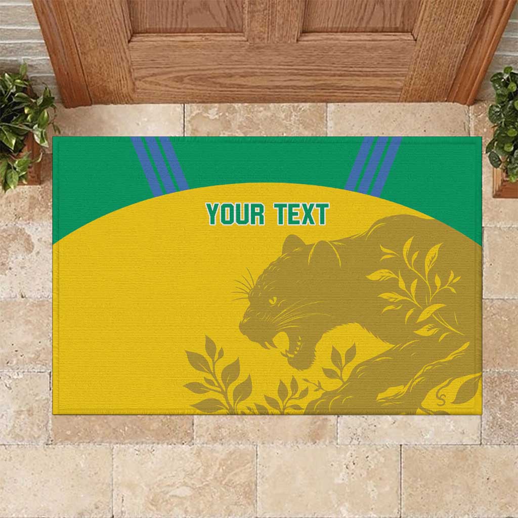 Personalized Gabon Football Rubber Doormat Allez Les Pantheres