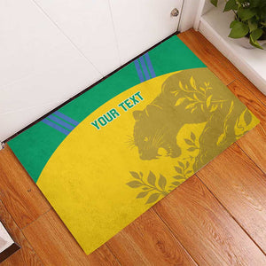 Personalized Gabon Football Rubber Doormat Allez Les Pantheres