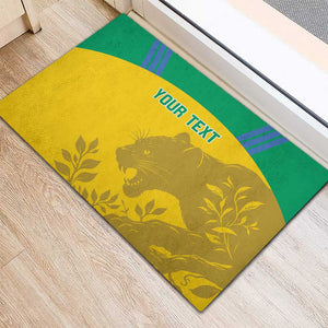 Personalized Gabon Football Rubber Doormat Allez Les Pantheres