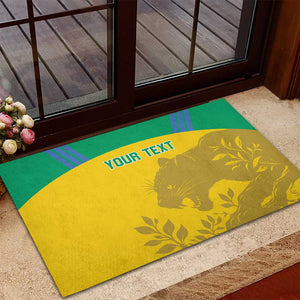 Personalized Gabon Football Rubber Doormat Allez Les Pantheres