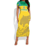 Personalized Gabon Football Short Sleeve Bodycon Dress Allez Les Pantheres LT14