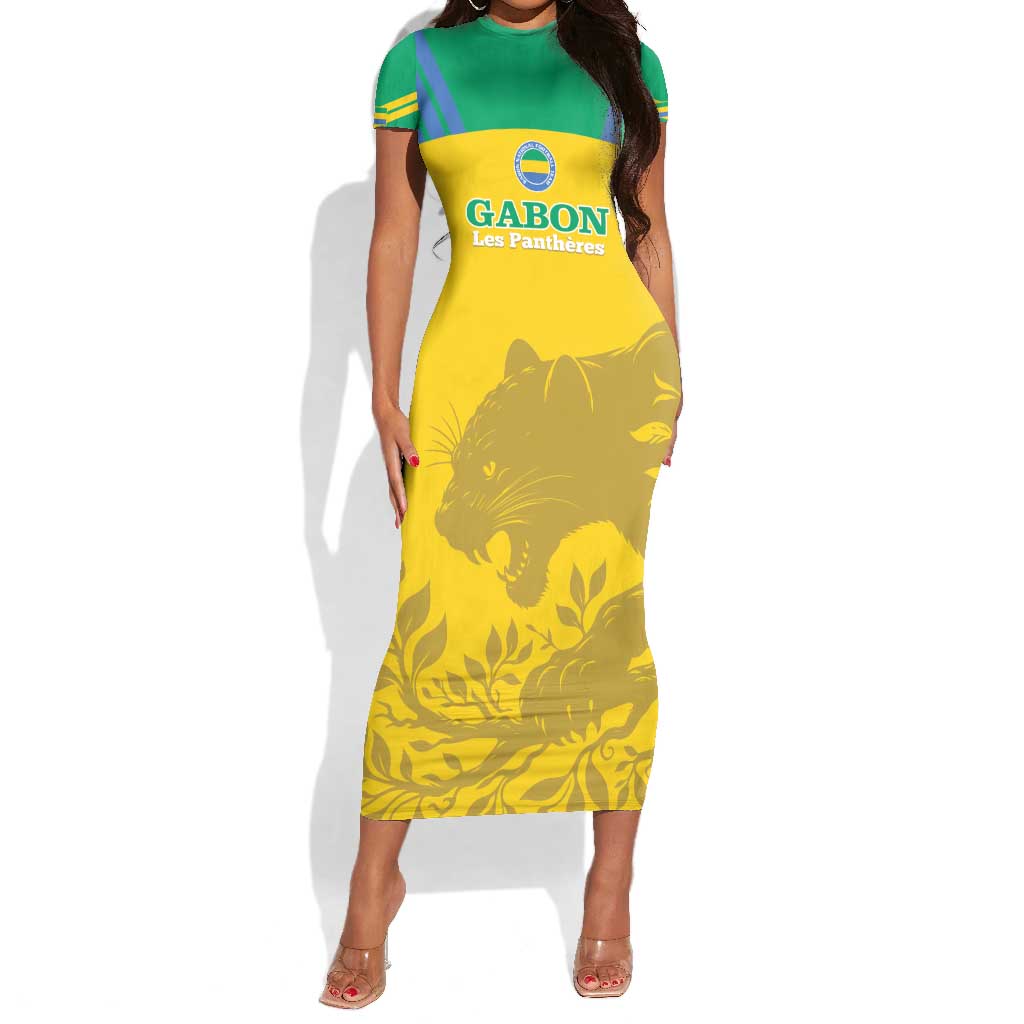 Personalized Gabon Football Short Sleeve Bodycon Dress Allez Les Pantheres