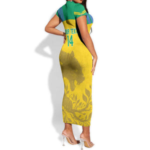 Personalized Gabon Football Short Sleeve Bodycon Dress Allez Les Pantheres