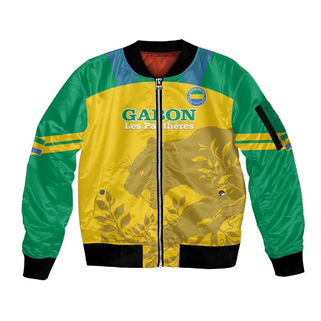 Personalized Gabon Football Sleeve Zip Bomber Jacket Allez Les Pantheres