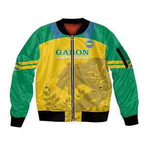 Personalized Gabon Football Sleeve Zip Bomber Jacket Allez Les Pantheres