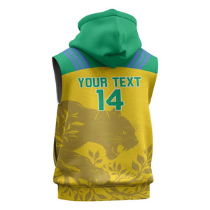 Personalized Gabon Football Sleeveless Zip Hoodie Allez Les Pantheres - African Pride