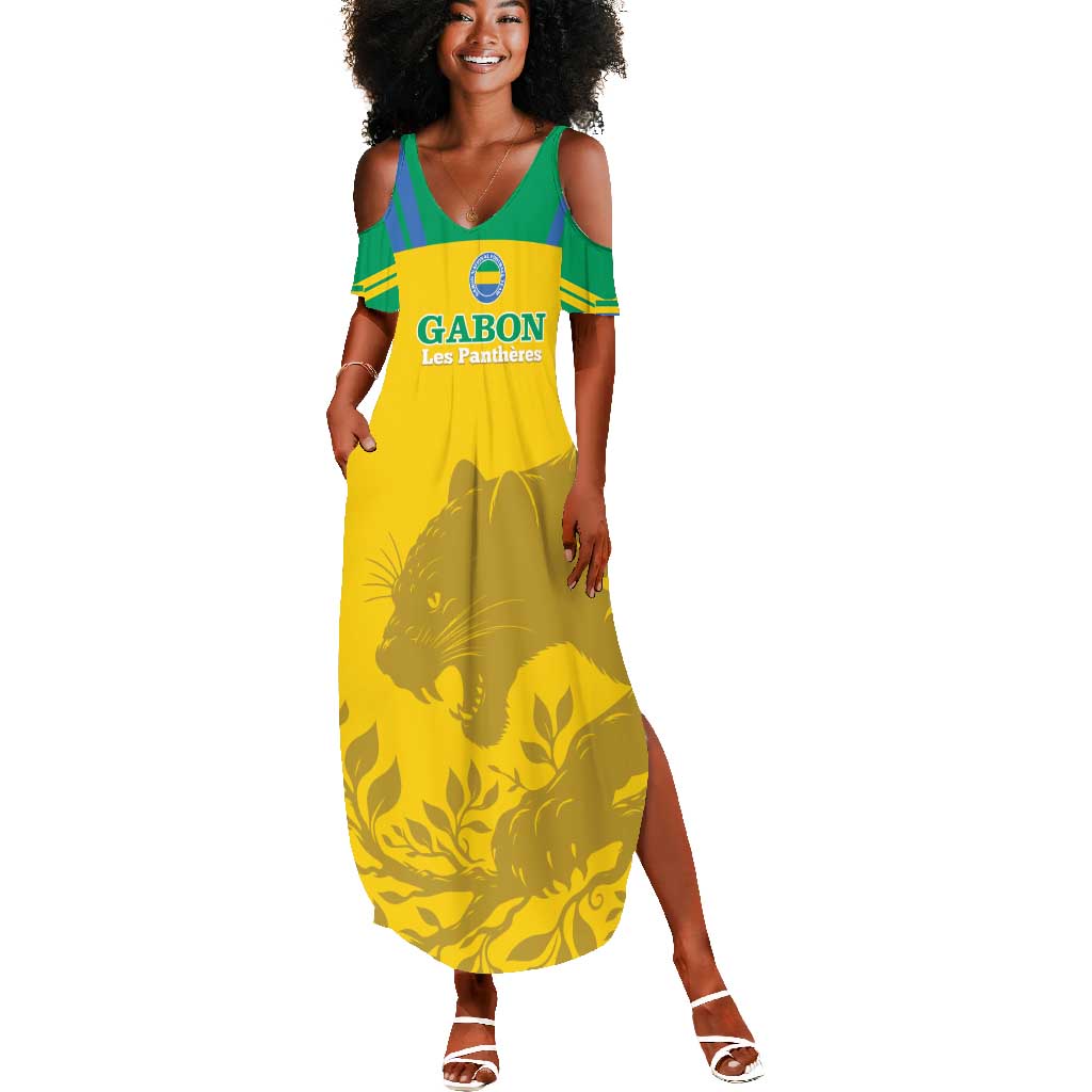 Personalized Gabon Football Summer Maxi Dress Allez Les Pantheres