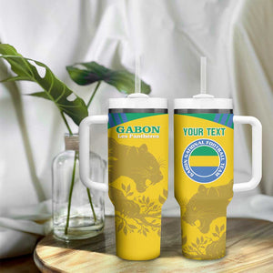 Personalized Gabon Football Tumbler With Handle Allez Les Pantheres