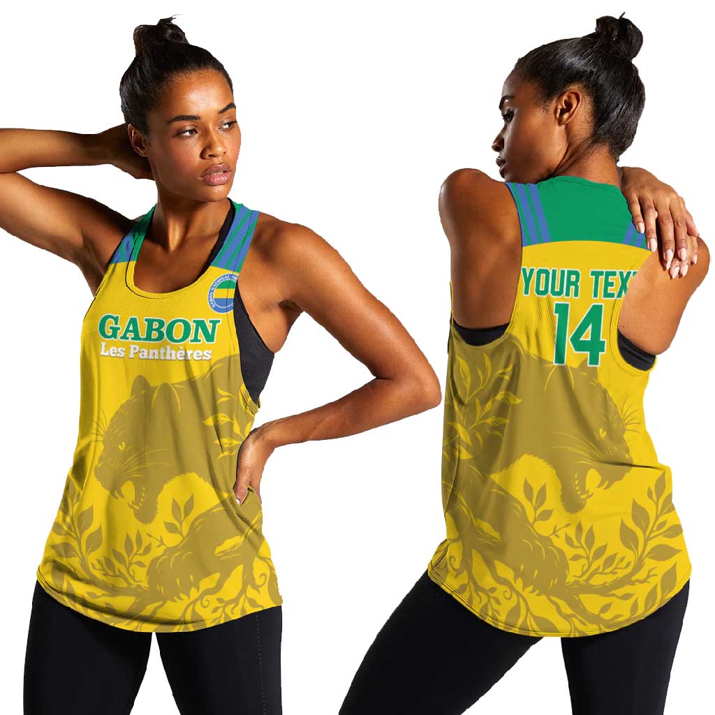 Personalized Gabon Football Women Racerback Tank Allez Les Pantheres