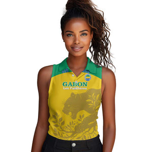 Personalized Gabon Football Women Sleeveless Polo Shirt Allez Les Pantheres