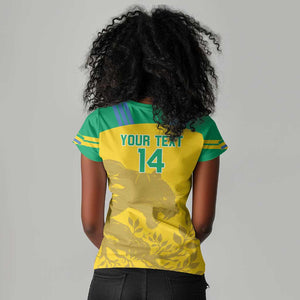 Personalized Gabon Football Women V-Neck T-Shirt Allez Les Pantheres