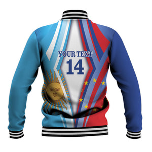 Custom Argentina and Cabo Verde Football 2026 Baseball Jacket La Albiceleste Tubaroes Azuis Together