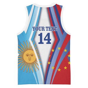 Custom Argentina and Cabo Verde Football 2026 Basketball Jersey La Albiceleste Tubaroes Azuis Together