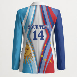 Custom Argentina and Cabo Verde Football 2026 Blazer La Albiceleste Tubaroes Azuis Together