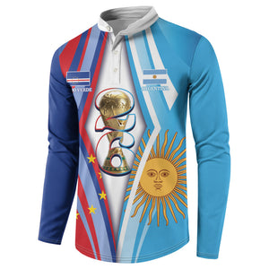 Custom Argentina and Cabo Verde Football 2026 Button Sweatshirt La Albiceleste Tubaroes Azuis Together