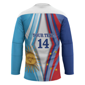 Custom Argentina and Cabo Verde Football 2026 Hockey Jersey La Albiceleste Tubaroes Azuis Together
