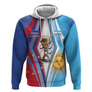 Custom Argentina and Cabo Verde Football 2026 Hoodie La Albiceleste Tubaroes Azuis Together