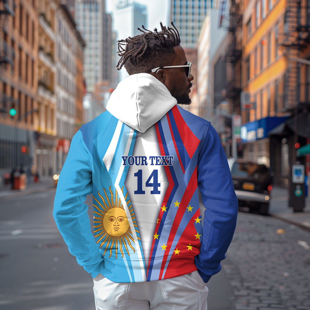 Custom Argentina and Cabo Verde Football 2026 Hoodie La Albiceleste Tubaroes Azuis Together