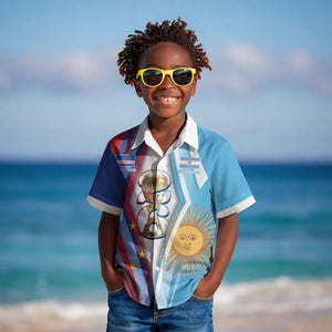 Custom Argentina and Cabo Verde Football 2026 Kid Hawaiian Shirt La Albiceleste Tubaroes Azuis Together