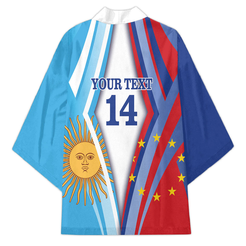 Custom Argentina and Cabo Verde Football 2026 Kimono La Albiceleste Tubaroes Azuis Together