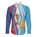 Custom Argentina and Cabo Verde Football 2026 Long Sleeve Button Shirt La Albiceleste Tubaroes Azuis Together