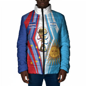 Custom Argentina and Cabo Verde Football 2026 Padded Jacket La Albiceleste Tubaroes Azuis Together