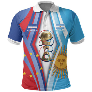 Custom Argentina and Cabo Verde Football 2026 Polo Shirt La Albiceleste Tubaroes Azuis Together