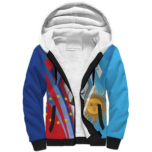 Custom Argentina and Cabo Verde Football 2026 Sherpa Hoodie La Albiceleste Tubaroes Azuis Together