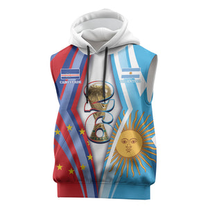 Custom Argentina and Cabo Verde Football 2026 Sleeveless Hoodie La Albiceleste Tubaroes Azuis Together