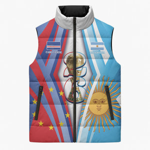 Custom Argentina and Cabo Verde Football 2026 Sleeveless Puffer Jacket La Albiceleste Tubaroes Azuis Together