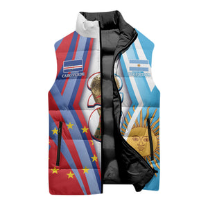 Custom Argentina and Cabo Verde Football 2026 Sleeveless Puffer Jacket La Albiceleste Tubaroes Azuis Together