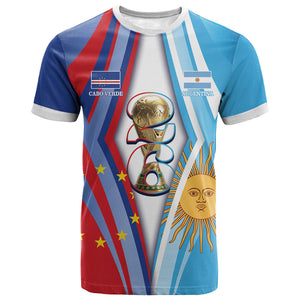 Custom Argentina and Cabo Verde Football 2026 T shirt La Albiceleste Tubaroes Azuis Together
