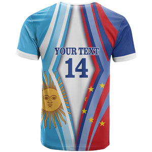 Custom Argentina and Cabo Verde Football 2026 T shirt La Albiceleste Tubaroes Azuis Together