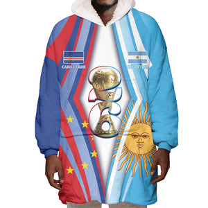 Custom Argentina and Cabo Verde Football 2026 Wearable Blanket Hoodie La Albiceleste Tubaroes Azuis Together
