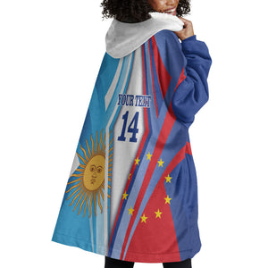 Custom Argentina and Cabo Verde Football 2026 Wearable Blanket Hoodie La Albiceleste Tubaroes Azuis Together