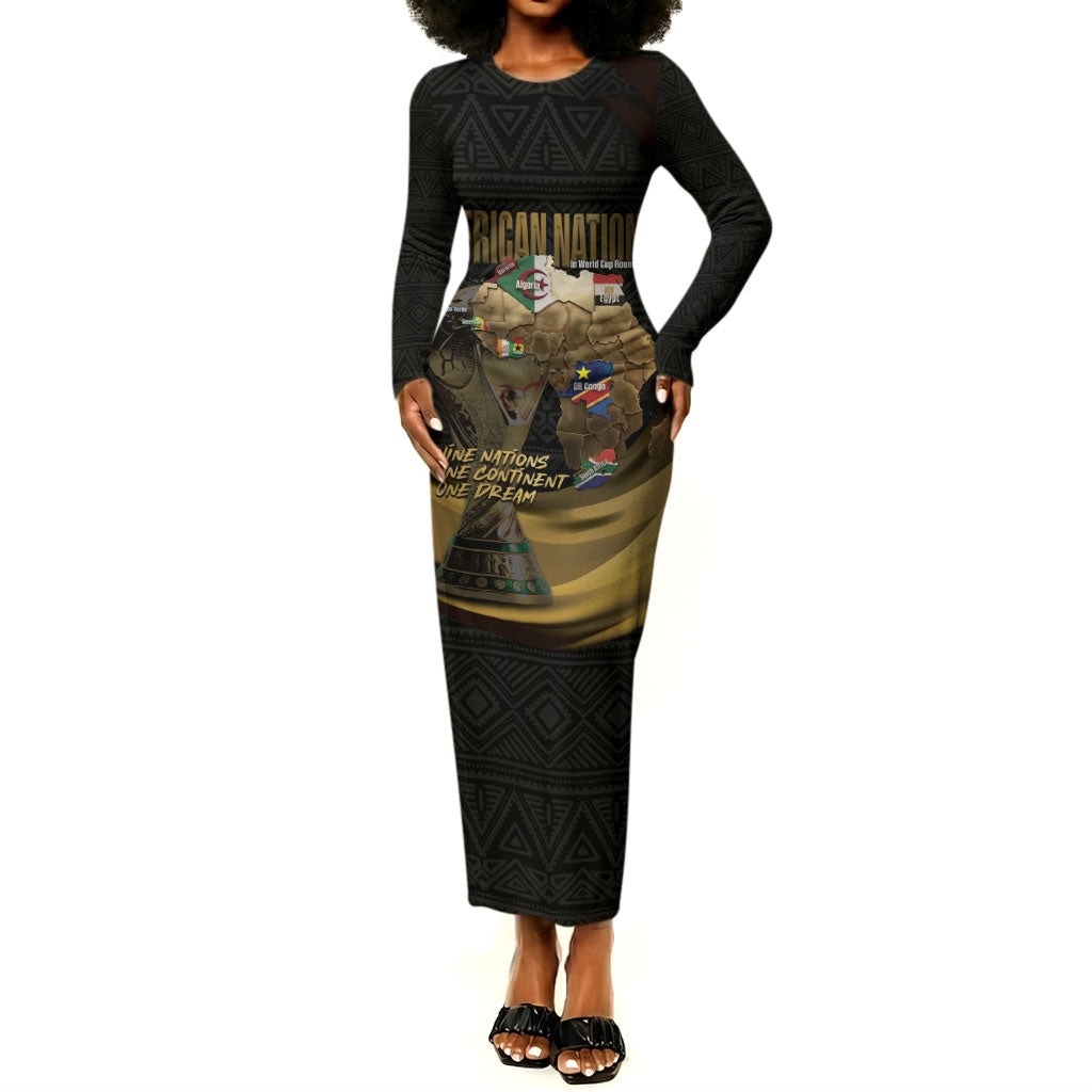 African Nations 2026 World Football Custom Long Sleeve Bodycon Dress We All Make History