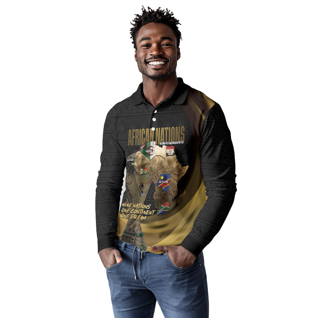 African Nations 2026 World Football Custom Long Sleeve Polo Shirt We All Make History