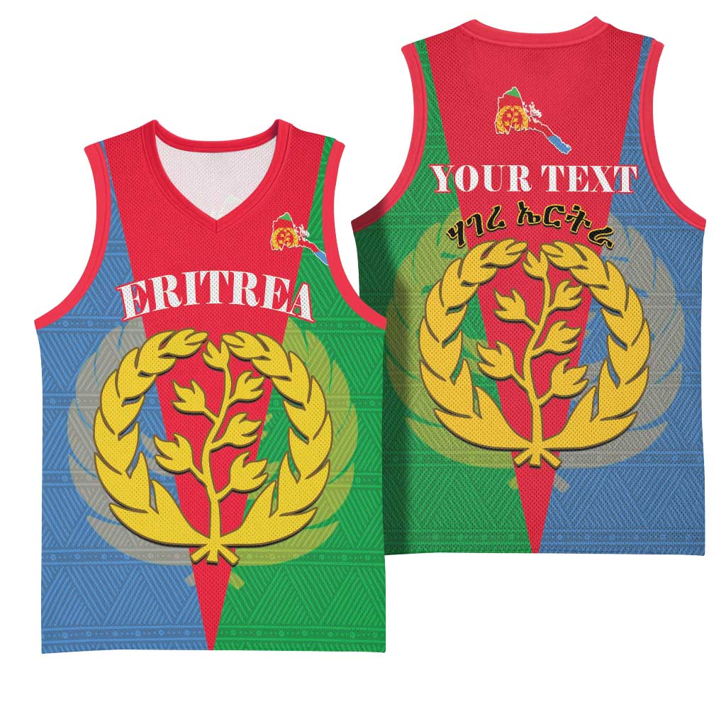 Personalised Eritrea Basketball Jersey Eritrean Map Mix African Pattern Simple Style LT14