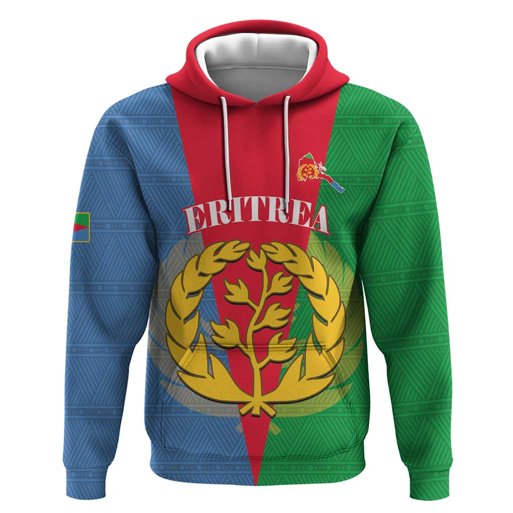 Personalised Eritrea Hoodie Eritrean Map Mix African Pattern Simple Style