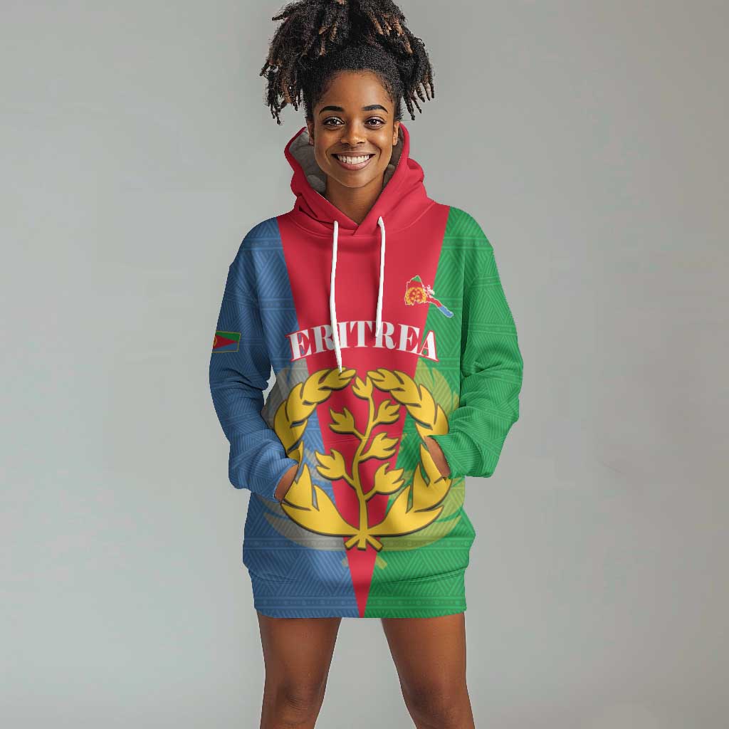 Personalised Eritrea Hoodie Dress Eritrean Map Mix African Pattern Simple Style