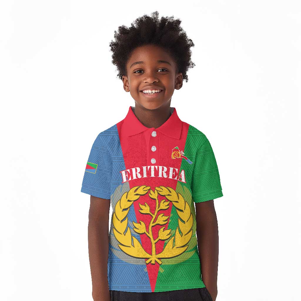 Personalised Eritrea Kid Polo Shirt Eritrean Map Mix African Pattern Simple Style