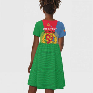 Personalised Eritrea Kid Short Sleeve Dress Eritrean Map Mix African Pattern Simple Style