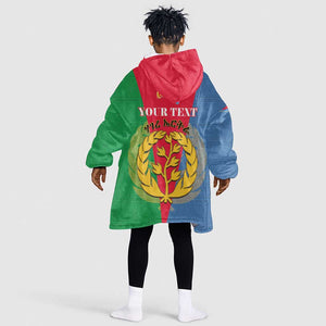 Personalised Eritrea KId Wearable Blanket Hoodie Eritrean Map Mix African Pattern Simple Style